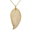 Best Gift Silver Dipped REAL Leaf Women 24k Gold Plated Necklace Jewelry