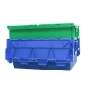 Best Price Plastic Folding Crate Foldable Crate  Stackable Plastic Attached Lid Tote Crates