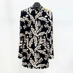Bettergirl 2024 Autumn and Winter New Nail Bead Gallon Fruit Printed Gold Velvet Long Sleeve new year party Dress