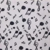 Black and white musical note pattern printed ramie cotton blend natural fabric for clothes