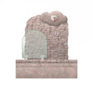 Black Granite European Headstone Monument Tombstone with Custom Design