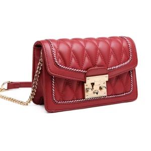 Black Red Women Luxury Handbags Shoulder Crossbody Purse Bag With Matel Chain Strap