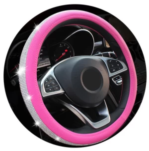 Bling Crystal Steering Wheel Cover Pink Crystal Auto Steering Wheel Cover