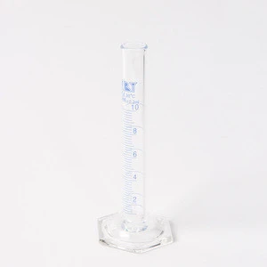 Blue line hexagonal measuring cylinder Measuring Cylinder, with spout and glass hexagonal base