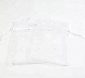 Boutibox JU-4 white organza drawstring pouch organza material small jewelry bag