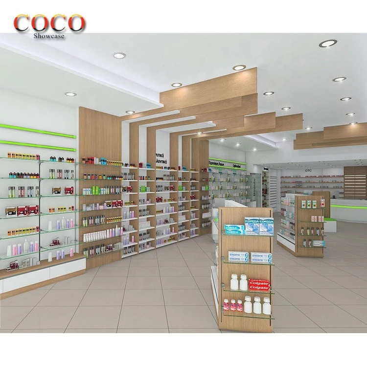 Canada Project Good Quality Customized Pharmacy Shop Interior Design Display Furniture Drug Storage