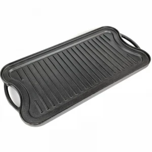 Cast Iron Plate BBQ Double-sided Grill Pan Non-stick Grill Plate Frying Cookware Roasting Pan Cast Iron Griddle