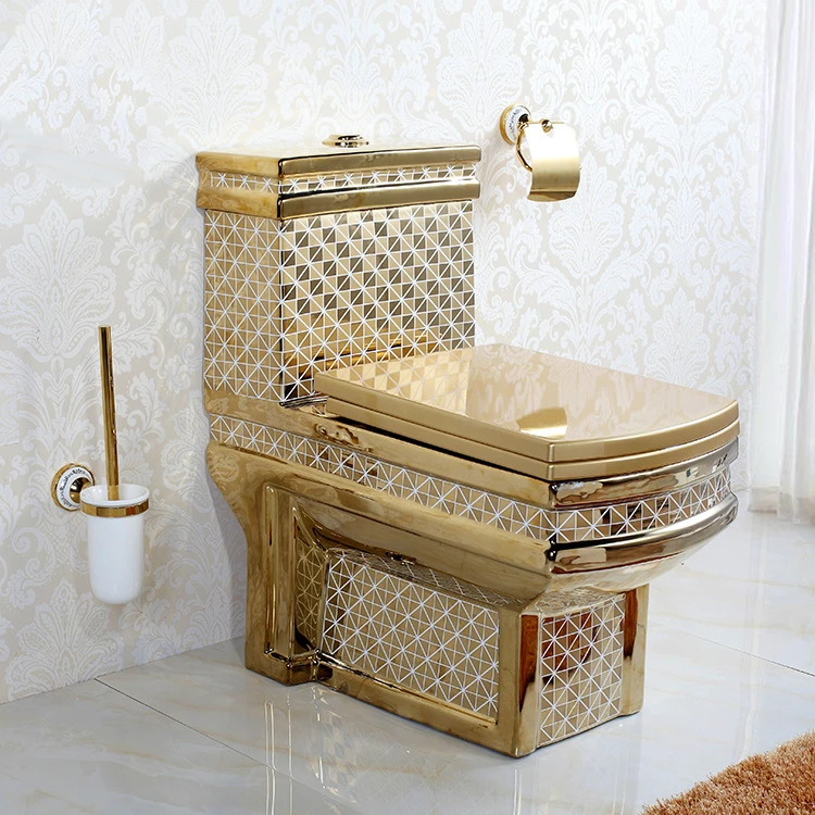 Chaozou golden color sanitary ware s trap p trap modern bathroom luxury wc toilet bowl combo ceramic gold sink and toilet set