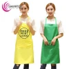 Cheap Free Printed logo kitchen cooking black polyester waist aprons for advertising and promotion gift wholesale
