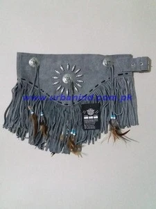 Cheap Western Style Women  Indian Native Genuine Suede Leather Fringe & Beaded Belts
