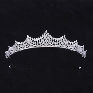 Chica Hot Selling Wedding Hair Accessories Cubic Zirconia Pave Bridal Crown Corona Tiara Redonda