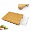 China Factory Natural Bamboo Cutting Boards With Plastic Food Drawer/Tray Creative Wood Chopping Board Set