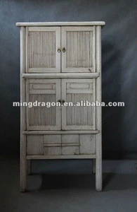 Chinese antique furniture Tall white Bamboo Cabinet