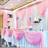 Chinese hand embroidery designs wedding table display cloth satin table skirt ruffled with swags