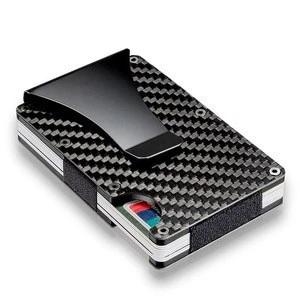 Chivenido Ultra Thin Metal Wallet RFID Blocking Credit Card Holder Men&#39;s Slim Carbon fibre Card Case for Travel and Work