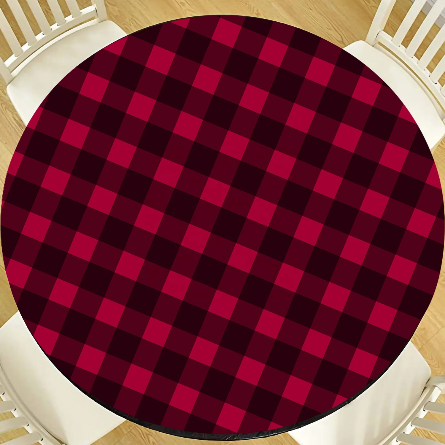 Christmas black and red plaid PVC flannel tablecloth waterproof oil elastic polyethylene tablecloth for family party parties