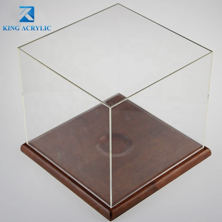 Clear Acrylic Display Box For Basketball Counter Display Case With Wooden Base