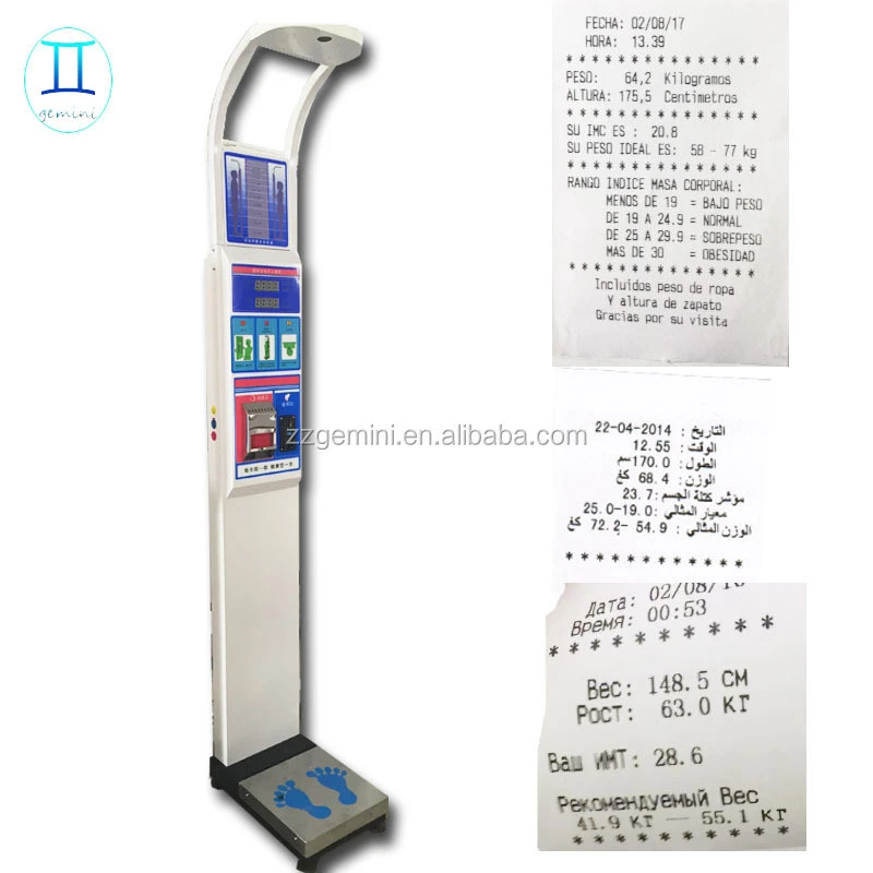 Coin / Paper Money Operated Ultrasonic Weighing Scale with blood pressure