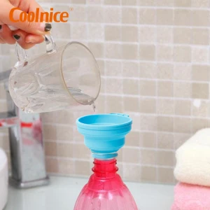 Collapsible , Foldable Kitchen Accessory Wide Mouth Hopper for Water Bottle Liquid Powder Transfer Silicone  Funnel