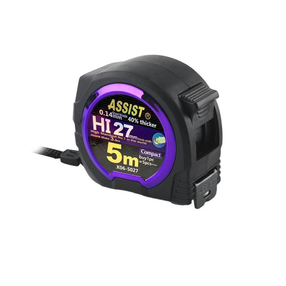 Compact Tape Measure by ASSIST 27mm Width 40% thicker Blade 5 Times Longer Use Life 10FT Standout