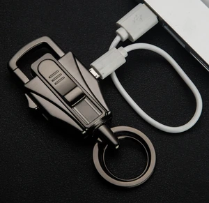 Creative Multi-functional Europe Hot Sale Flameless USB Rechargeable Electric Lighter with Keychain
