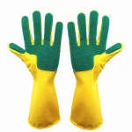 Creative Waterproof Household Rubber Scrub Cleaning Glove Kitchen Dish Washing Gloves Fingers With Scouring Pad Sponge