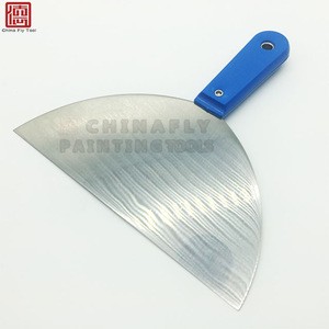 CTSC011  cheap price 8 inch blue color plastic handle carbon steel mirror polishing scraper putty knife