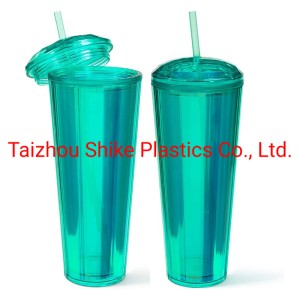 Custom Amazon Hot 21oz Plastic Gradient Water Bottle Wine Cup Durian Cup with Straw and Lid