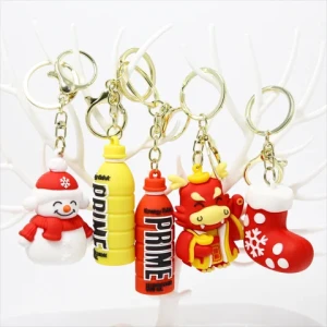 Custom Designed Cartoon 3D Soft PVC Rubber Bottle Keychain Decoration Promotional Item for Souvenirs