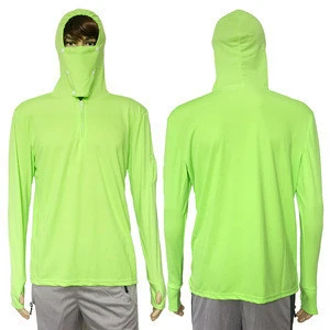 custom dry fit long sleeve fishing hoodie with face protection