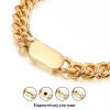 Custom Engraved miami cuban chain link 316L stainless steel Bracelet high quality Gold Metal Men Bracelet