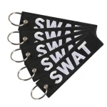 Custom Fabric Logo Polyester Woven Overlock Embroidery Promotional Keychain