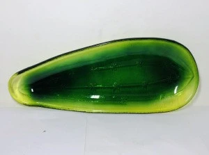 custom large colored hand made leaf shape glass fruit plate