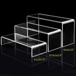 Custom Logo Printed Clear Acrylic Jewelry Holder Cosmetic Display Riser U Shape Rectangle Stands Display Risers