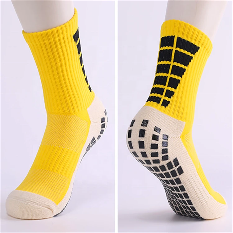 Custom Mens Wear Non-slip 6 Colors Crew Football Socks Rubber Grip Sports Socks