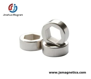 Custom Neodymium Magnet Cylinder with Hexagonal Hole Industrial Magnet