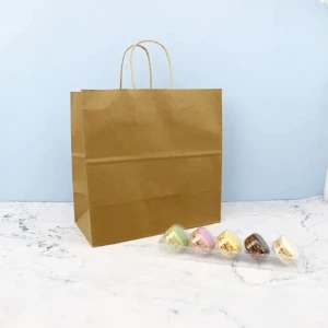 custom restaurant food carry kraft paper bag White Brown Kraft Gift Craft Shopping Paper Bag