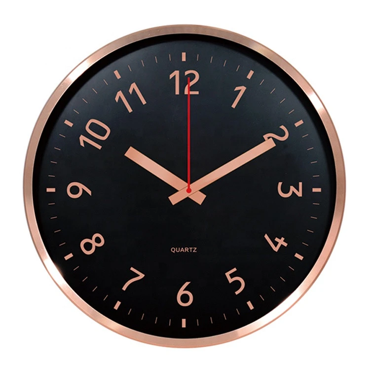 Customized modern luxury design  gold case Aluminum dial metal wall clock for home decoration
