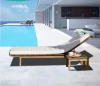 Customized Swimming Pool Beach Lounge Teak With Wheels Chair Waterproof Sun Resistant Lounge Bed