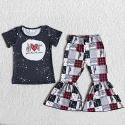 Cute infant baby spring summer bell bottom pants clothing set wholesale baby girls boutique outfits kids children clothes