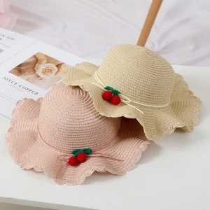 cute under brim sun hat for girls 2020 summer hot baby kids straw hat