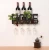 Decorative Black Home Wall Mounted Hanging Metal Wine Bottle Rack Holder with 4 Glass Holder &amp; Wine Cork Storage