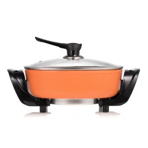 Deep Dish Heavy Duty Rapid Heat Up Dishwasher Safe 1600W Non-stick Electric Skillet with Tempered Glass Vented Lid