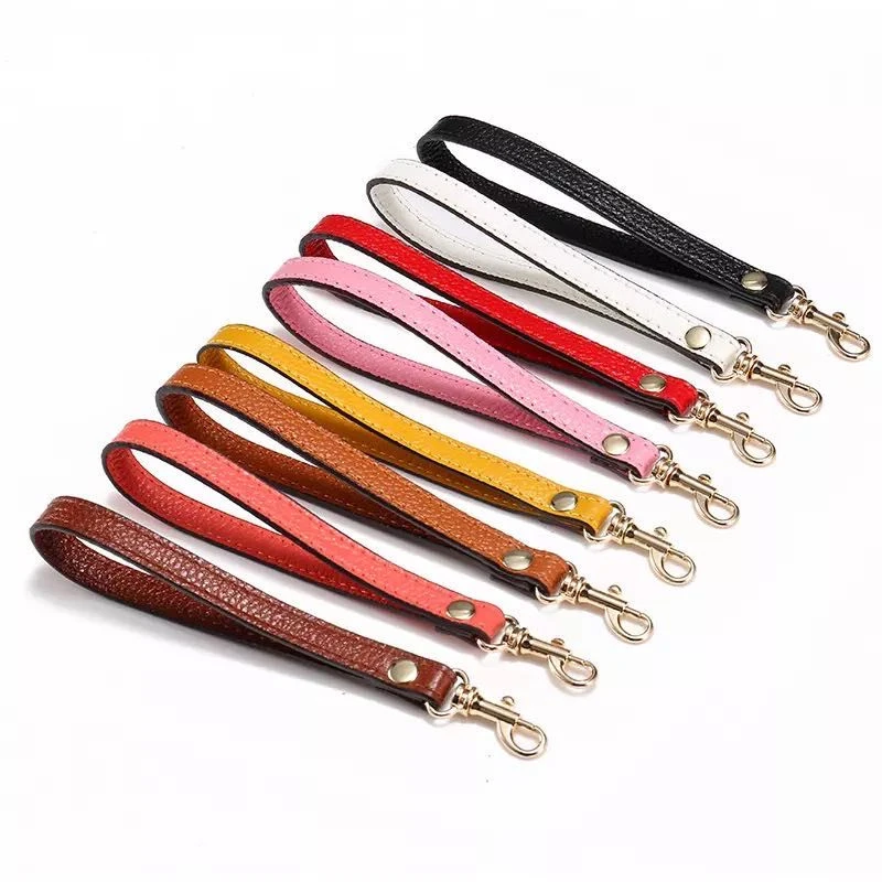 Design custom fashion PU leather mobile phone keychain lanyard leather wristband bracelet leather ring mobile phone accessories