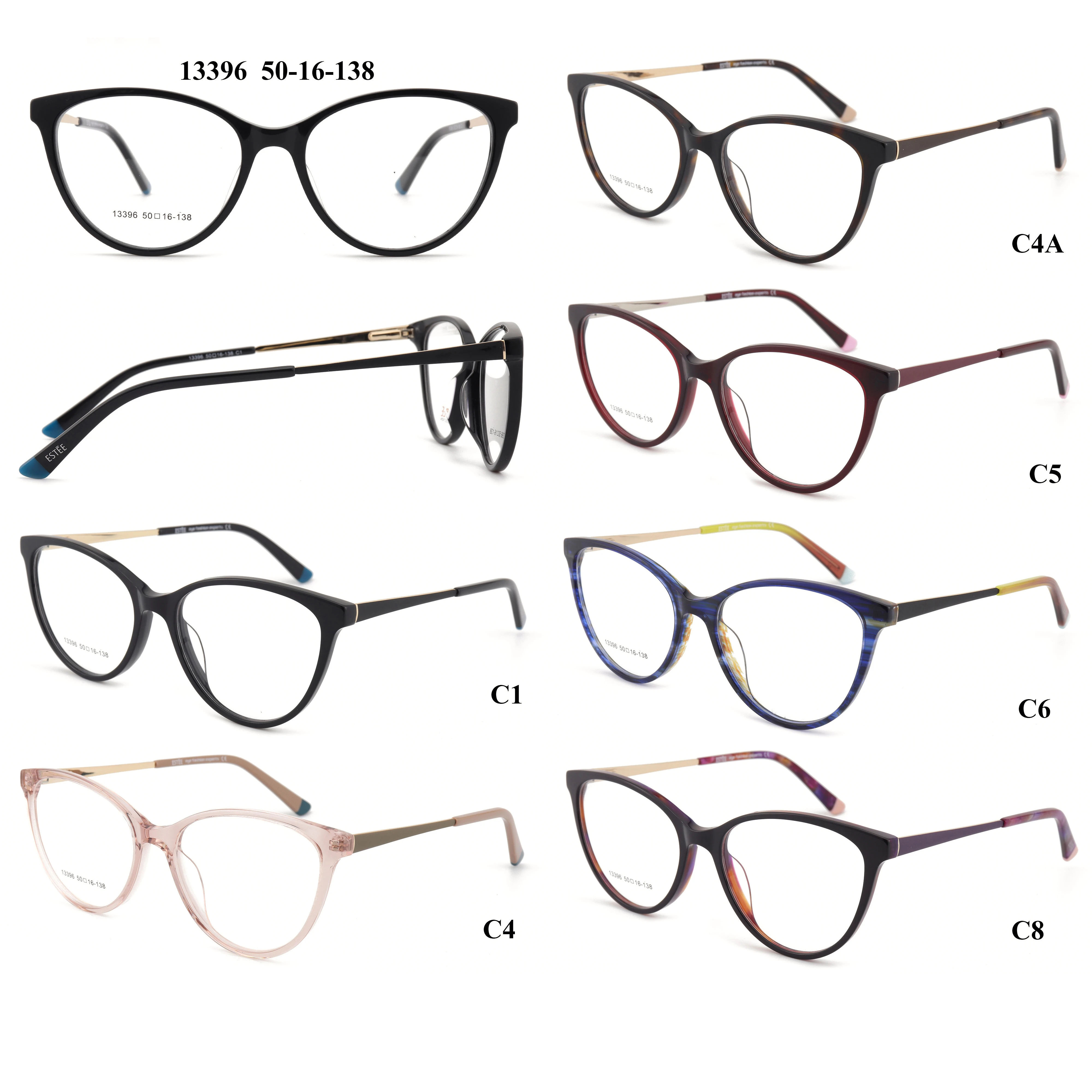 Designer Acetate Metal Eye Glasses Frame Women Eyewear