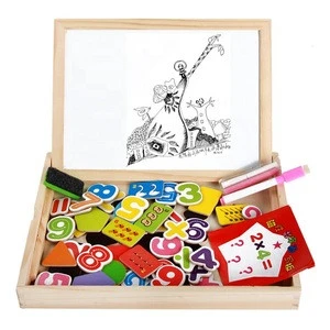 Double-Sided Learning Digital Wooden Magneti Jigsaw Puzzle Children&#39;S Drawing Board Toy