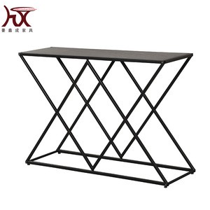 Double X-shape metal leg MDF top console table