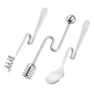 Easy Clean 3PCS Stainless Steel Syrup Stick Server Honey Dippers for Honey Pot Jar Containers