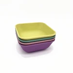 Eco-Friendly Bamboo fiber color square bowl degradable tableware dinnerware set bamboo fiber