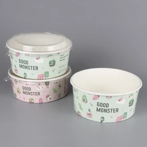 Eco friendly  custom printing salad paper bowl with lid for takeaway